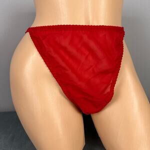 Cacique Sheer Chiffon Polyester Satin Red Thong Panty Plus Size 18/20 Panties